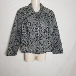 Coldwater Creek Black White Blazer sz 12